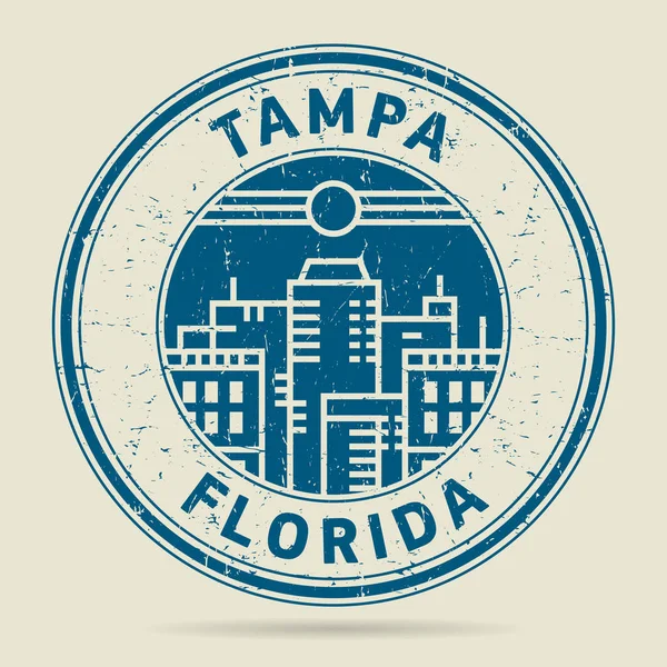 Grunge lastik damgası veya metin Tampa, Florida etiketi — Stok Vektör
