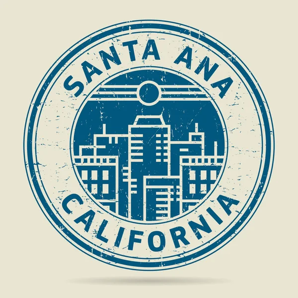 Sello o etiqueta de goma grunge con texto Santa Ana, California — Vector de stock