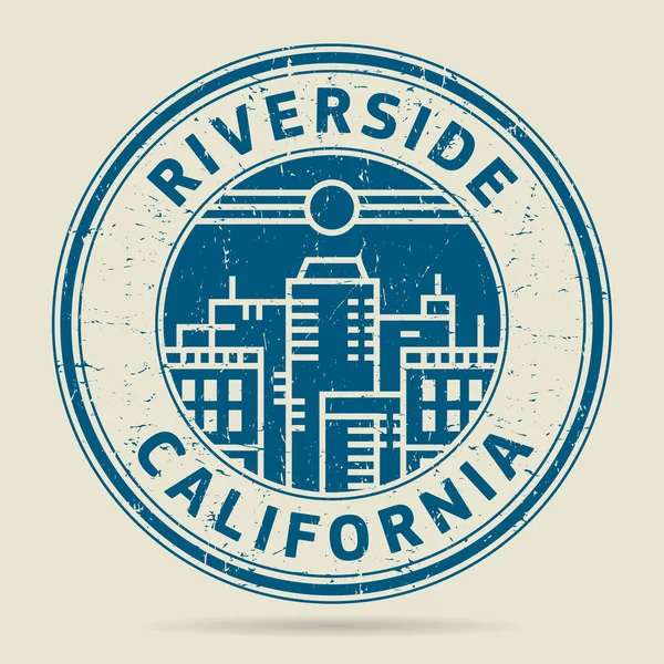 Sello o etiqueta de goma grunge con texto Riverside, California — Vector de stock