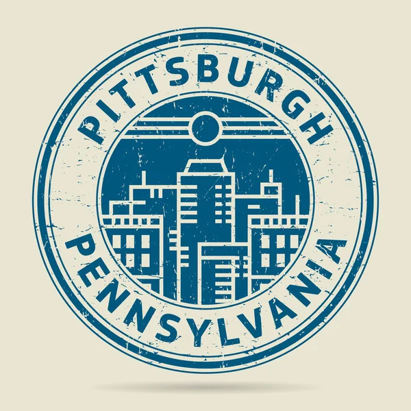 Timbre ou étiquette en caoutchouc grunge avec texte Pittsburgh, Pennsylvanie — Image vectorielle