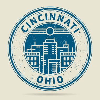 Grunge lastik damgası veya metin Cincinnati, Ohio etiketi 