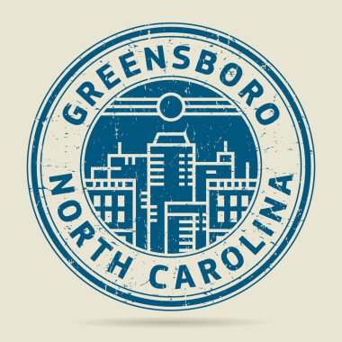 Grunge lastik damgası veya metin Greensboro, North Carolin etiketi