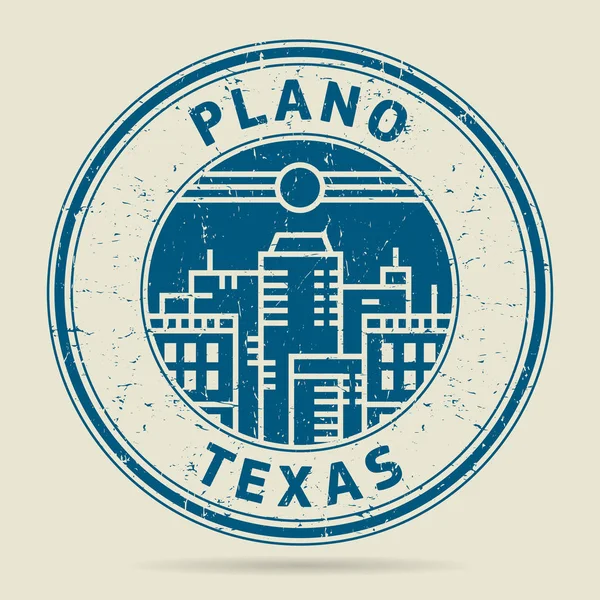Grunge tampon caoutchouc ou une étiquette avec le texte Plano, Texas — Image vectorielle