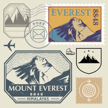Everest Dağı'nın Himalayalar ile Pul Seti sonrası