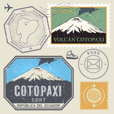 Post stamp set with the Cotopaxi Volcano clipart