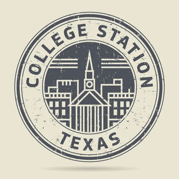Grunge lastik damgası veya metin College Station, Texas etiketi — Stok Vektör