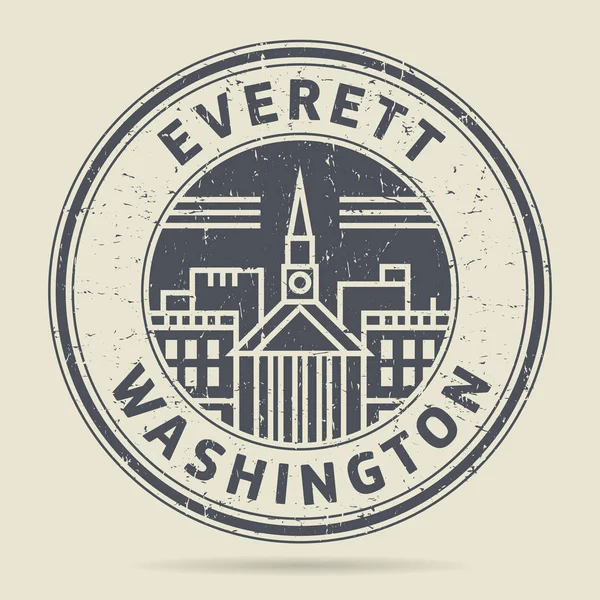 Grunge gumibélyegző vagy címke szövege Everett, Washington — Stock Vector