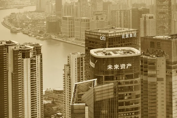 Pudong district skyscrapers — Stock Photo, Image