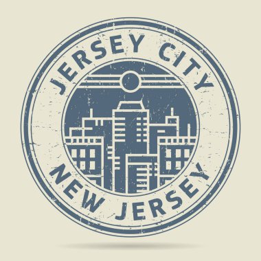 Grunge lastik damgası veya etiketi metin Jersey City, New Jersey