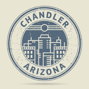 Grunge lastik damgası veya metin Chandler, Arizona etiketi