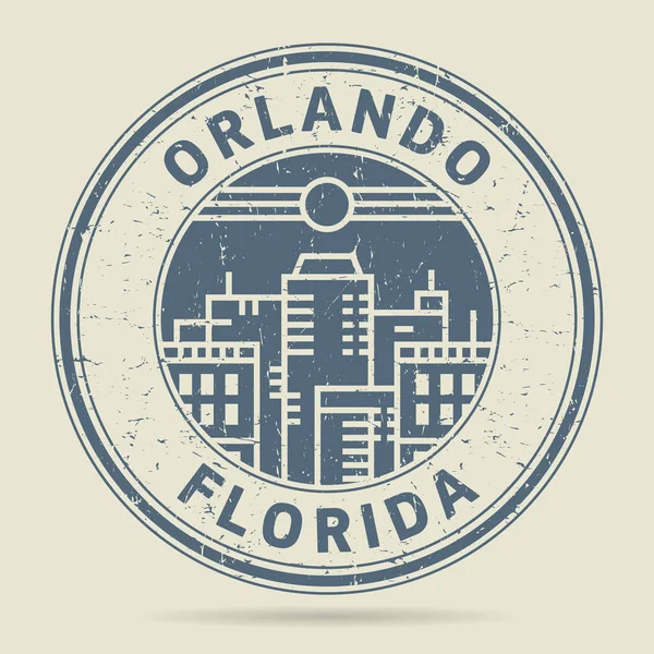 Grunge 橡皮戳或带有文本奥兰多，佛罗里达州的标签 — 图库矢量图片