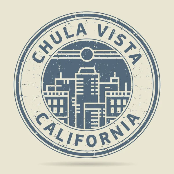 Sello o etiqueta de goma grunge con texto Chula Vista, California — Vector de stock