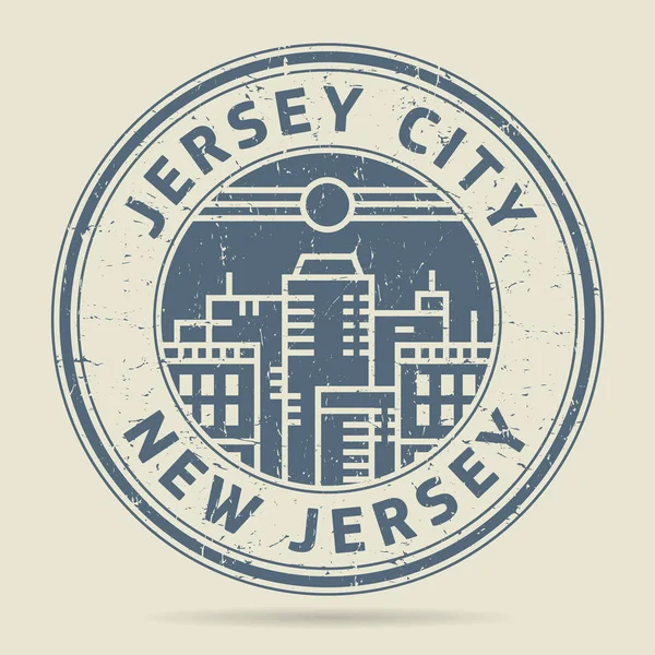 Sello o etiqueta de goma grunge con texto Jersey City, New Jersey — Vector de stock