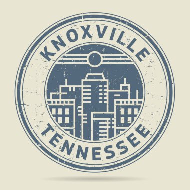 Grunge lastik damgası veya metin Knoxville, Tennessee etiketi