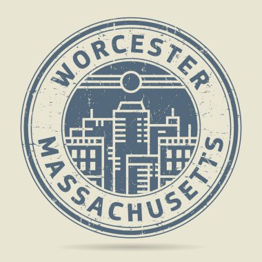 Grunge rubber stamp or label with text Worchester, Massachusetts clipart