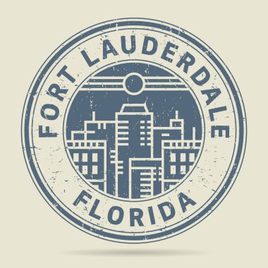 Grunge lastik damgası veya metin Fort Lauderdale, Florida etiketi