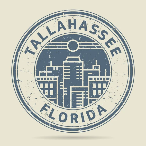 Grunge tampon en caoutchouc ou une étiquette avec texte Tallahassee, Floride — Image vectorielle