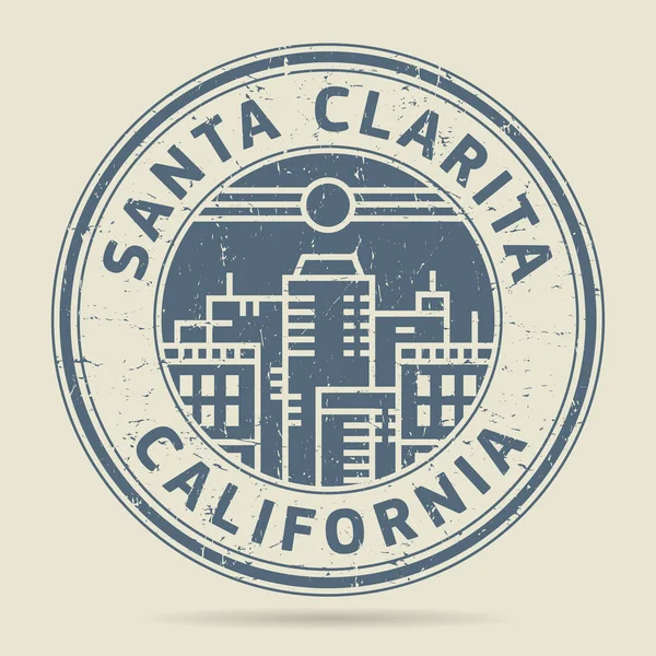 Sello o etiqueta de goma grunge con texto Santa Clarita, California — Vector de stock