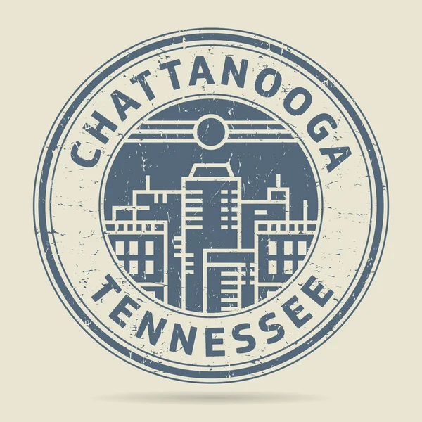 Grunge lastik damgası veya metin Chattanooga, Tennessee etiketi — Stok Vektör