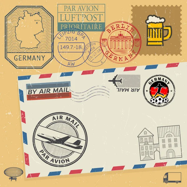 Travel or adventure stamps or symbols set Germany theme — Stock Vector