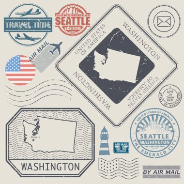 Washington, Amerika Birleşik Devletleri Retro vintage posta pulları ayarla