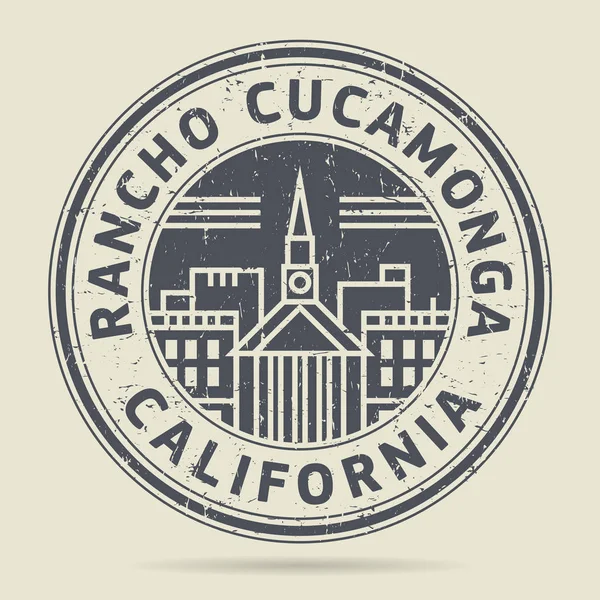 Stempel streszczenie lub etykiety z tekstem Rancho Cucamonga, ba — Wektor stockowy