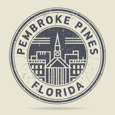 Grunge lastik damgası veya metin Pembroke Pines, Florida etiketi