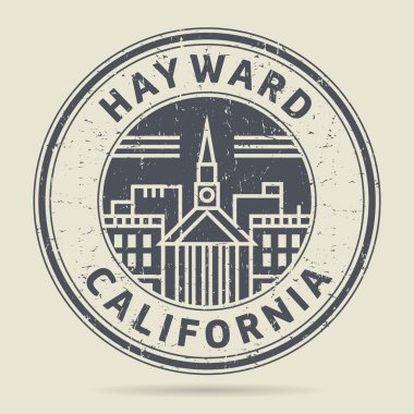 Grunge rubber stamp or label with text Hayward, California clipart