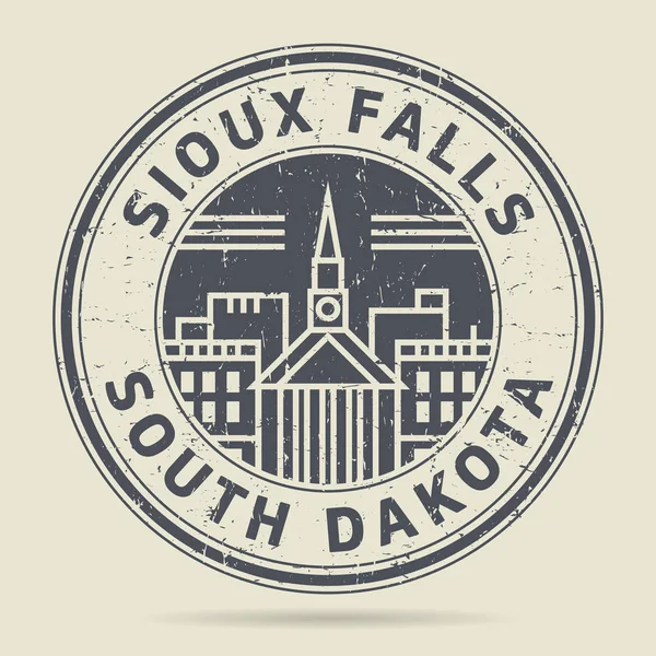 Резиновая печать или этикетка с текстом Sioux Falls, Калифорния — стоковый вектор