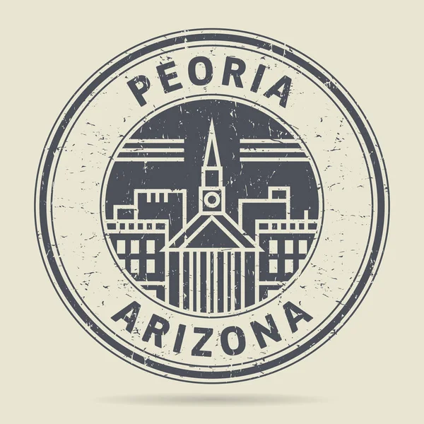 Timbre ou étiquette en caoutchouc avec texte Peoria, Arizona — Image vectorielle
