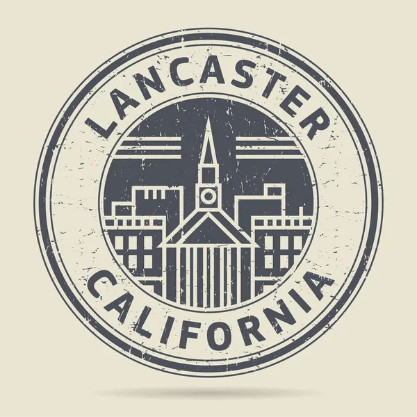 Sello o etiqueta de goma grunge con texto Lancaster, California — Vector de stock