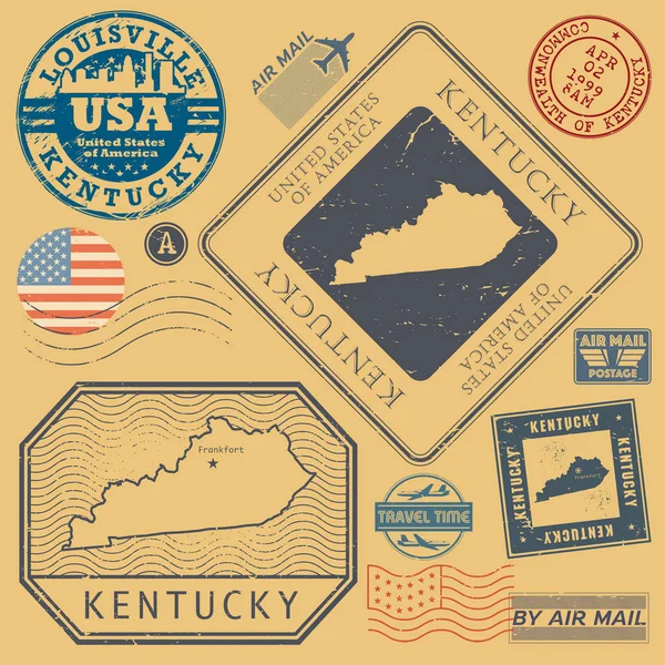 Retro vintage posta pulları Kentucky, Amerika Birleşik Devletleri ayarla