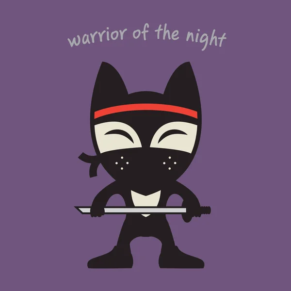 Fox Ninja siyah kıyafet ve maske simgesi — Stok Vektör