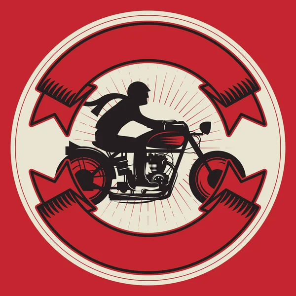 Biker ridning en motorcykel. Bikers händelse eller festival emblem — Stock vektor