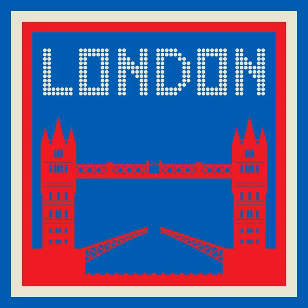 Etiqueta con texto Londres y Tower Bridge — Vector de stock