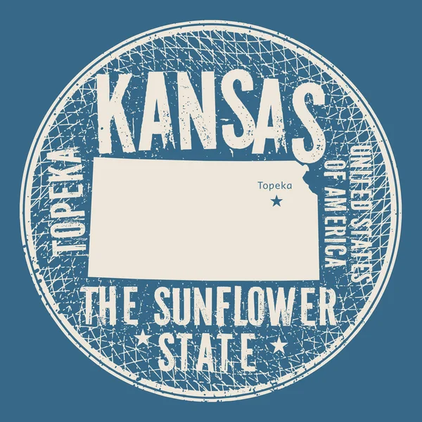 Ilustracja okrągły znaczek z tekstem Topeka, Kansas — Wektor stockowy
