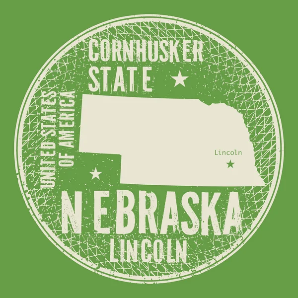Grunge timbre rond vintage avec texte Nebraska, Lincoln — Image vectorielle