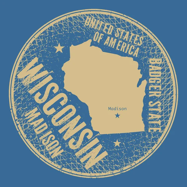 Винтажная круглая марка с текстом Madison, Висконсин — стоковый вектор