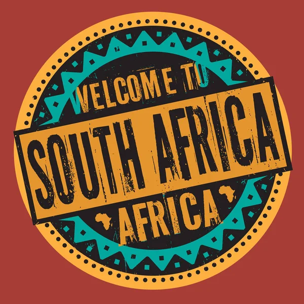 Texte du timbre caoutchouc Grunge Bienvenue en Afrique du Sud, Afrique — Image vectorielle