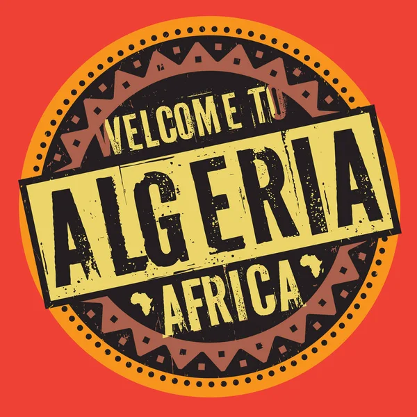 Grunge 橡皮戳文本到阿尔及利亚，非洲欢迎 — 图库矢量图片