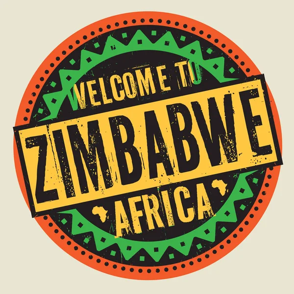 Texto do selo de borracha Grunge Bem-vindo ao Zimbábue, África — Vetor de Stock