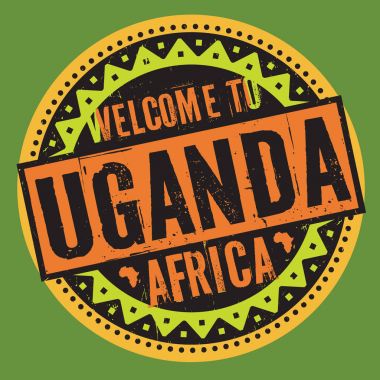 Grunge lastik damga metni Uganda, Afrika hoş geldiniz