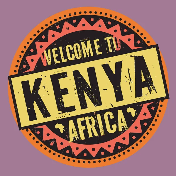 Texte du timbre caoutchouc Grunge Bienvenue au Kenya, Afrique — Image vectorielle