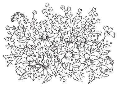 Çiçek kompozisyon, elle çizilmiş, vektör