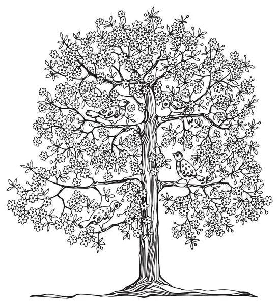 Árbol dibujado a mano — Vector de stock