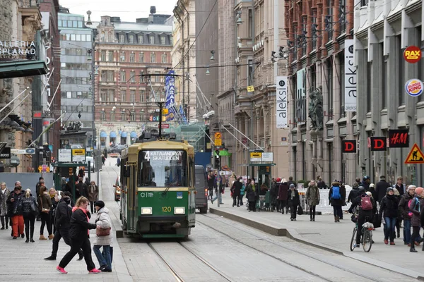 Tram on street of Helsinki, Finland — Stock Photo, Image