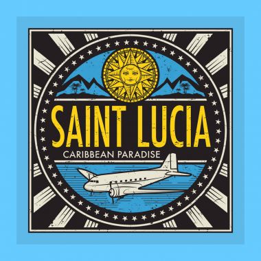 Uçak, pusula ve metin Saint Lu damga veya vintage amblemi