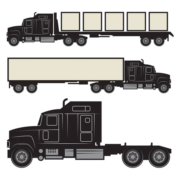 Heavy trucks silhouette set — Stock Vector