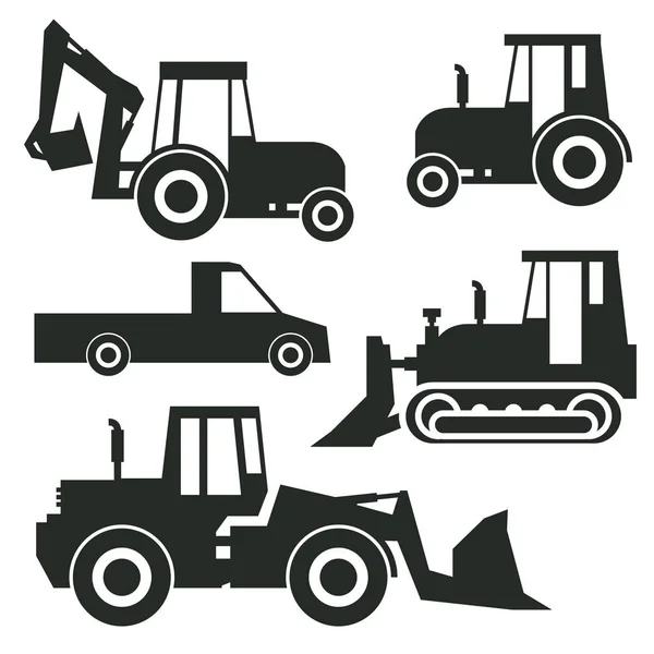 Icône du tracteur ou jeu de signes — Image vectorielle