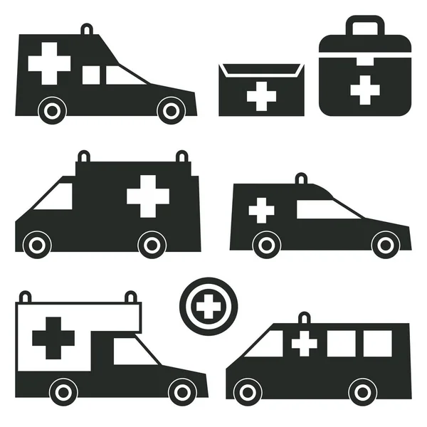 Panneaux ou symboles d'ambulance ou de voiture d'urgence — Image vectorielle